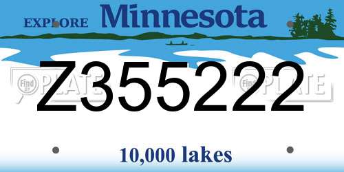 Z355222 Minnesota License Plate