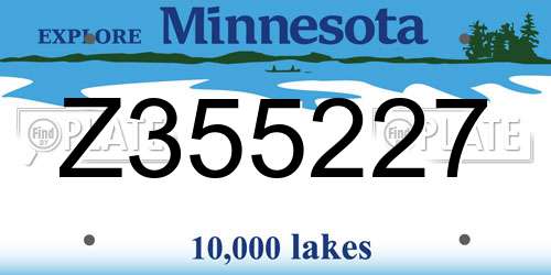 Z355227 Minnesota License Plate