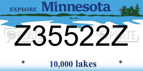 Z35522Z Minnesota License Plate