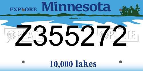 Z355272 Minnesota License Plate