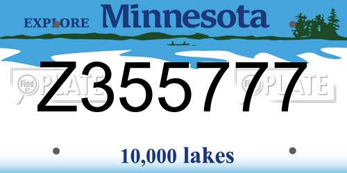 Z355777 Minnesota License Plate