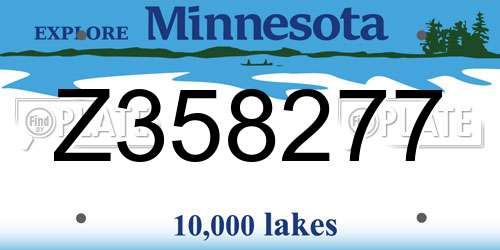 Z358277 Minnesota License Plate