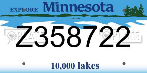 Z358722 Minnesota License Plate