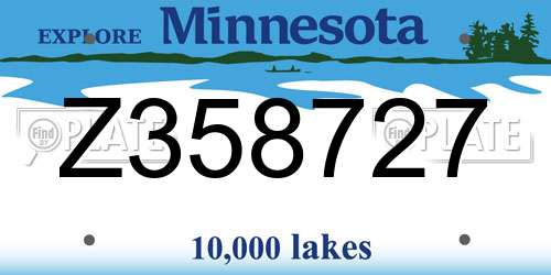 Z358727 Minnesota License Plate