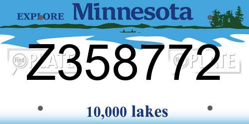 Z358772 Minnesota License Plate