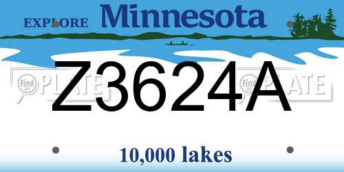 Z3624A Minnesota License Plate