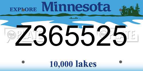 Z365525 Minnesota License Plate