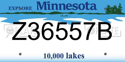 Z36557B Minnesota License Plate