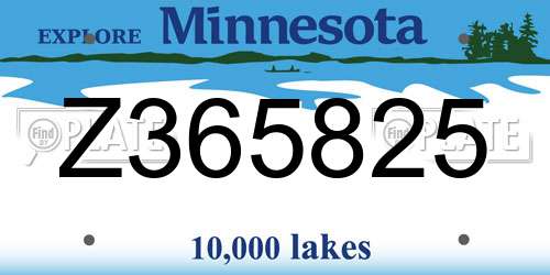 Z365825 Minnesota License Plate