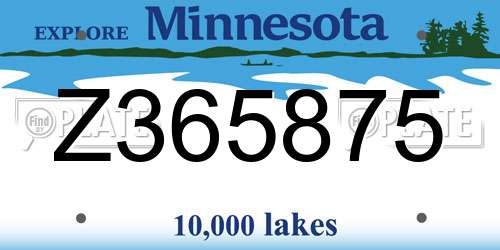 Z365875 Minnesota License Plate