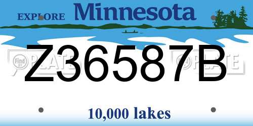 Z36587B Minnesota License Plate