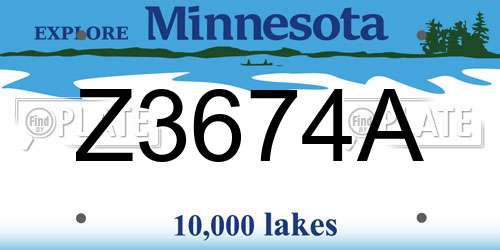 Z3674A Minnesota License Plate