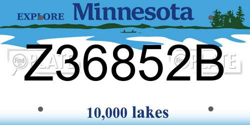 Z36852B Minnesota License Plate