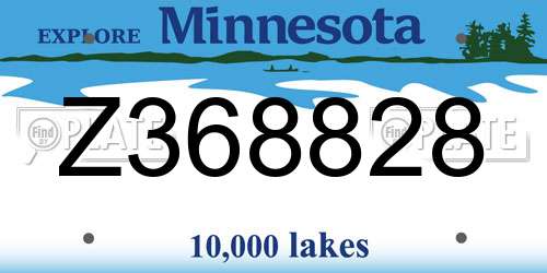 Z368828 Minnesota License Plate