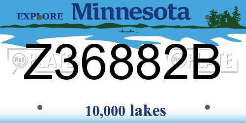 Z36882B Minnesota License Plate