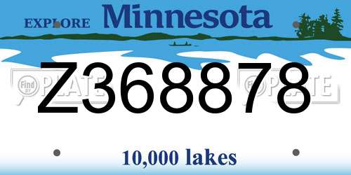 Z368878 Minnesota License Plate