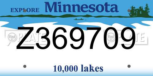 Z369709 Minnesota License Plate