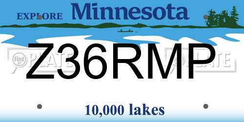 Z36RMP Minnesota License Plate