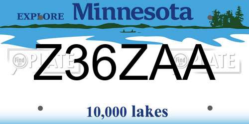 Z36ZAA Minnesota License Plate