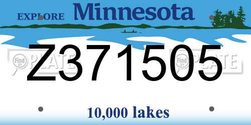 Z371505 Minnesota License Plate