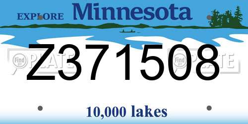 Z371508 Minnesota License Plate