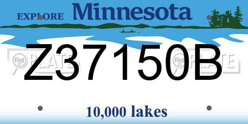 Z37150B Minnesota License Plate