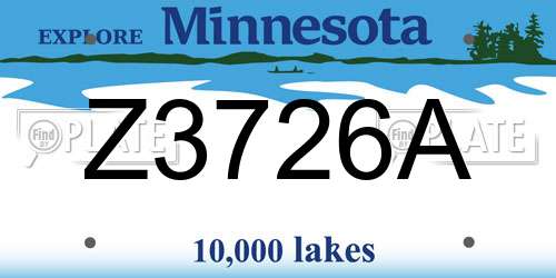 Z3726A Minnesota License Plate