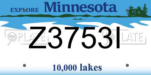 Z3753I Minnesota License Plate