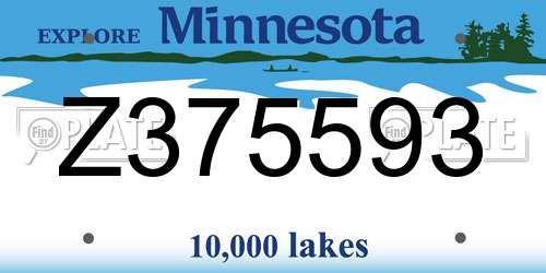 Z375593 Minnesota License Plate