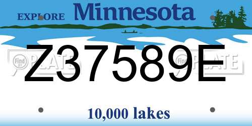 Z37589E Minnesota License Plate