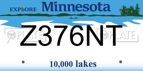 Z376NT Minnesota License Plate
