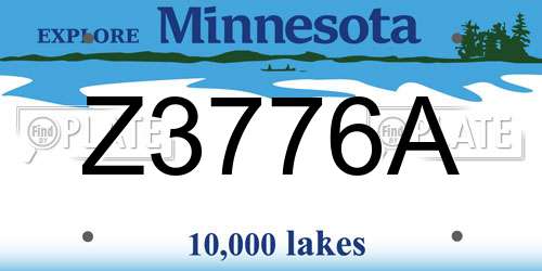 Z3776A Minnesota License Plate