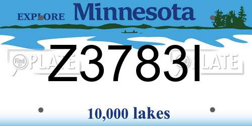 Z3783I Minnesota License Plate