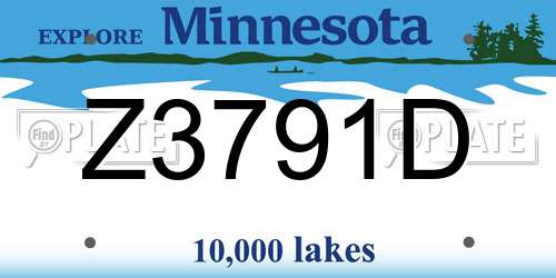 Z3791D Minnesota License Plate