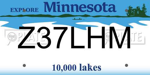 Z37LHM Minnesota License Plate