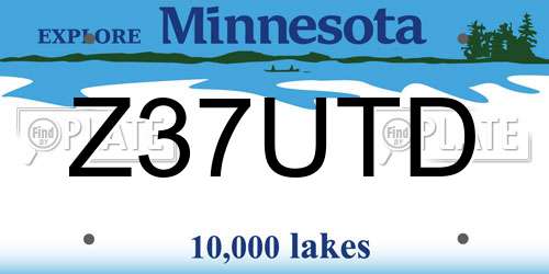Z37UTD Minnesota License Plate