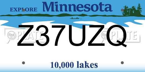 Z37UZQ Minnesota License Plate