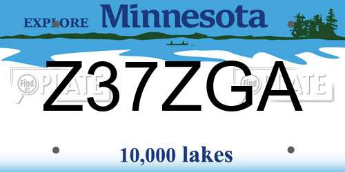 Z37ZGA Minnesota License Plate