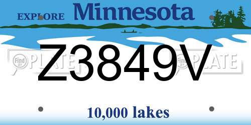 Z3849V Minnesota License Plate