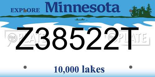Z38522T Minnesota License Plate