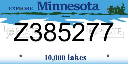 Z385277 Minnesota License Plate