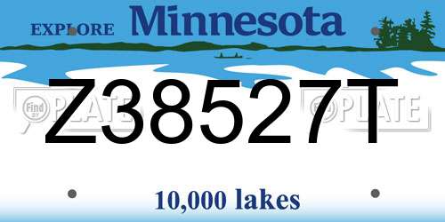 Z38527T Minnesota License Plate
