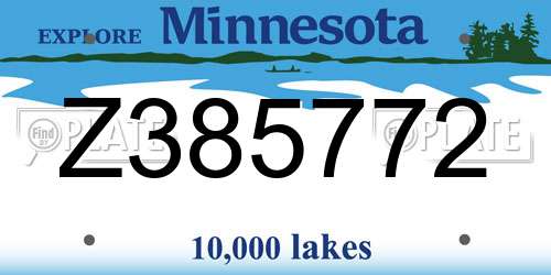Z385772 Minnesota License Plate