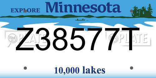 Z38577T Minnesota License Plate