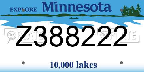 Z388222 Minnesota License Plate
