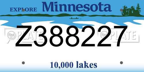 Z388227 Minnesota License Plate