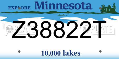 Z38822T Minnesota License Plate