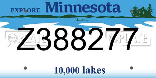 Z388277 Minnesota License Plate