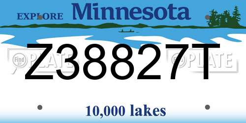 Z38827T Minnesota License Plate