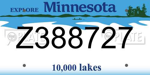 Z388727 Minnesota License Plate